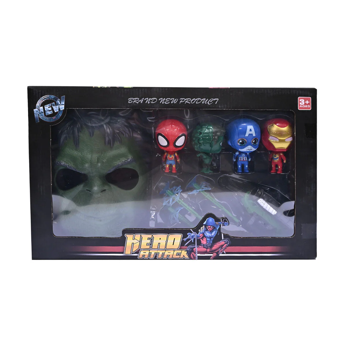 Figurine si animale plastic - Set figurine supereroi cu masca si accesorii – jucarie pentru copii 3+