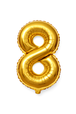 Baloane Engros - Balon folie cifra 8 auriu, 35 cm, pentru aniversari si petreceri, 1 buc