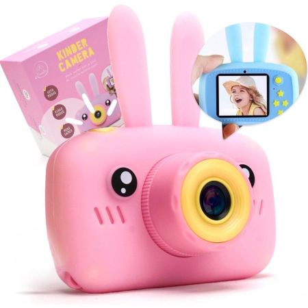 Camera foto digitala pentru copii 4800 MP, 8x zoom, model iepuras roz, 11.5x11.5cm [1]