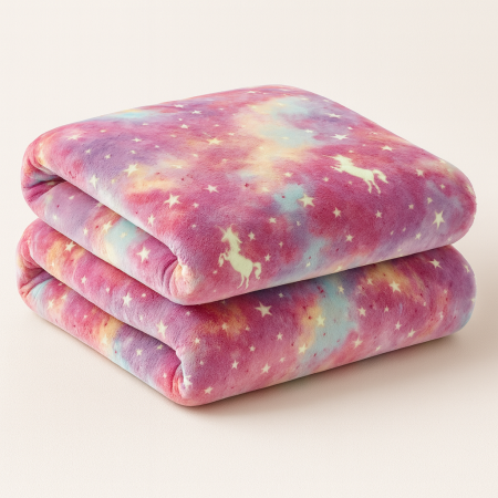 Patura pufoasa fosforescenta copii, unicorn curcubeu, super soft, 1 KG, 200x230 [2]