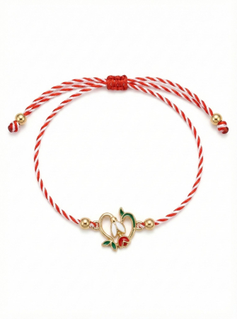 Set 12 Bratari Martisor Ghiocel cu boboc Rosu, simbol Norocos [1]