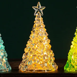 Decoratiuni si ornamente de Craciun Engros - Brad acrilic cu LED multicolor 12 cm, comutator la baza – decor luminos de Craciun