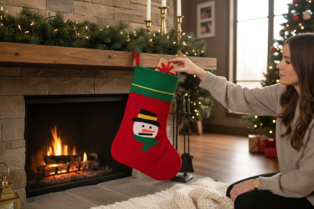 Soseta Mos Nicolae modele mixte rosu verde – om de zapada, mos craciun, brad [4]