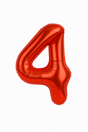 Accesorii pentru petrecere Engros - Balon folie cifra 4 rosu, 35 cm, pentru aniversari si decor, 1 buc