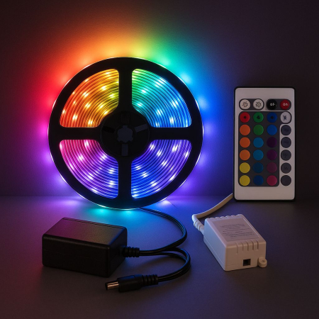 Banda LED RGB 5m cu telecomanda si alimentator [1]