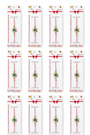 Set 12 bratari martisor cu trifoi norocos si buburuza, snur rosu alb, ambalate individual [4]