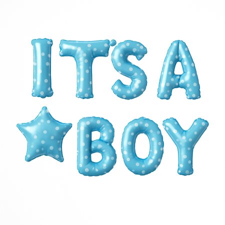 Articole pentru Casa Engros - Set baloane folie IT'S A BOY albastru 40 cm, 8 litere, decor botez si gender reveal