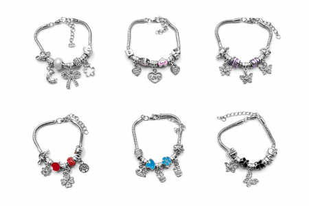 Bratara Martisor - Set 12 bratari martisor icu charmuri decorative ambalaj individual 9.5x8cm