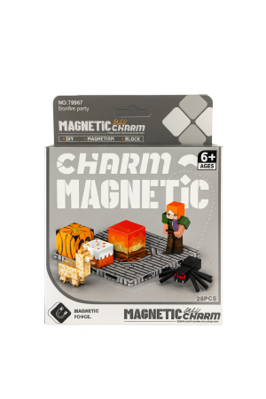 Jocuri de constructie si puzzle-uri - Set Magnetic Blocuri – Bonfire Party, 28 Piese, 17 x 13 cm