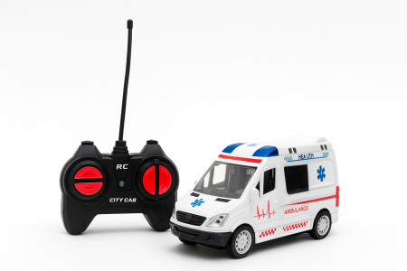 Jucarii cu radio control - Ambulanta cu radiocontrol 24x12 cm, City Car, model realist, cu telecomanda