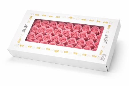 Set 50 Trandafiri de Sapun Parfumati in Cutie Eleganta Cadou 44x23 cm Roz [2]