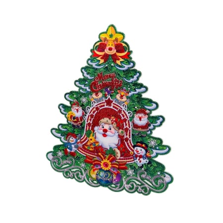 Decor Craciun 3D in forma de brad cu Mos Craciun si Merry Christmas – 50x40 cm [1]