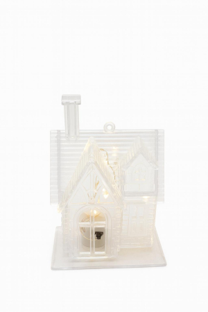 Casuta Decorativa cu Lumini LED, Efect Craciun, Transparenta, 7.5x10x6cm [1]