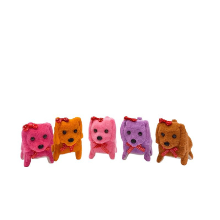 Jucarii interactive - Set 5 căței de pluș interactivi cu baterii, merg și latră, jucărie copii