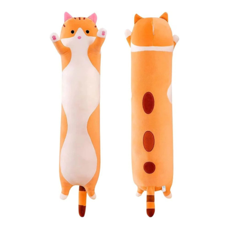 Jucarii de plus - Perna Plus Pisica Portocalie 70 cm – Body Pillow XXL Super Pufoasa pentru Imbratisat