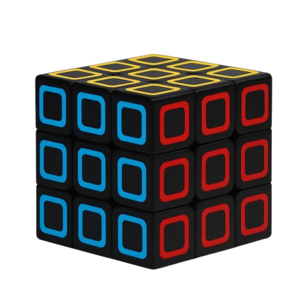 Jucarii educative si de indemanare - Cub 3x3 Puzzle Antistres cu Piese Negre si Contur Colorat – Vitez si Logica
