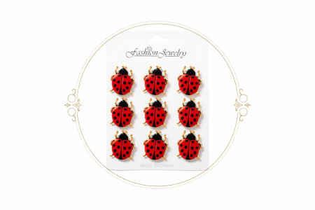 Set 12 brose martisor buburuza rosie norocoasa 15x9cm [1]