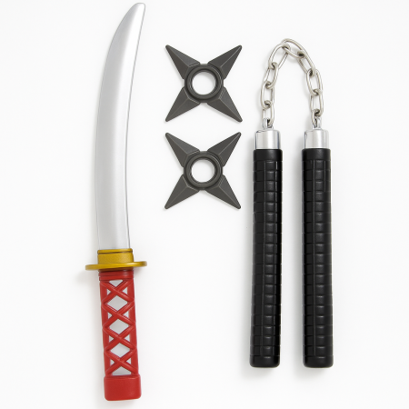 Set Ninja pentru Copii – Sabie, Nunchaku si Stele Ninja – 44x22 cm [1]