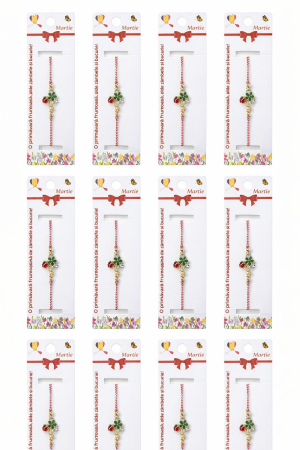 Set 12 bratari martisor cu trifoi si buburuza, snur rosu alb, ambalate individual [4]