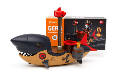 Jucarii interactive - Nava Pirat Mecha Shark – Jucarie Creativa cu Accesorii, 21.5 cm