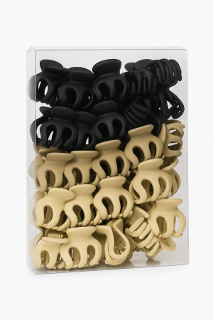 Set 50 clame par mici, mate, prindere puternica, culori mixte negru si bej [1]