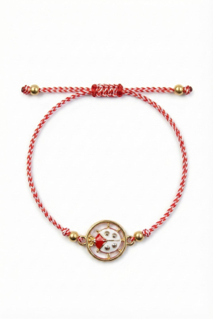 Set 12 bratari martisor cu buburuza rotunda, snur rosu alb, ambalate individual [1]