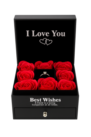 Set Cadou Luxury cu 8 Trandafiri din Sapun, Inel Reglabil si Ceas in Cutie cu Sertar [1]