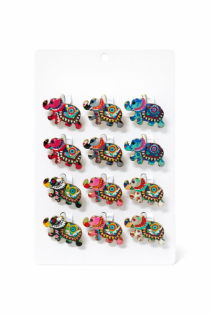 Martisoare - Set 12 brose martisor elefant colorat, simbol noroc, protectie si intelepciune 15x9cm