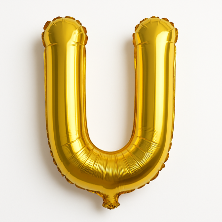 Accesorii pentru petrecere Engros - Balon folie litera U auriu, 35 cm, pentru aniversari si decor, 1 buc