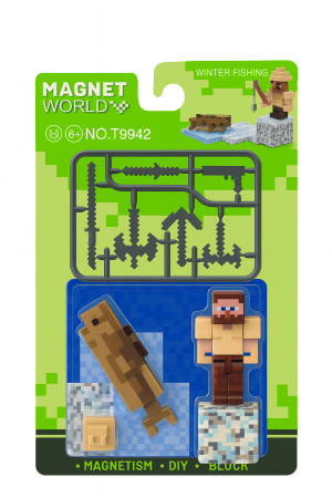 Jocuri de constructie si puzzle-uri - Set MagnetWorld – Winter Fishing, Figurine Pixelate + Accesorii, 6+ ani