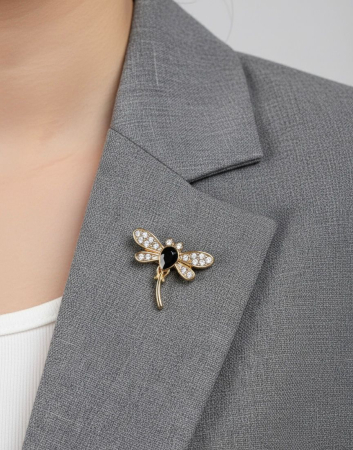 Set 12 brose martisor libelula aurie cu strasuri elegante 15x9cm [2]