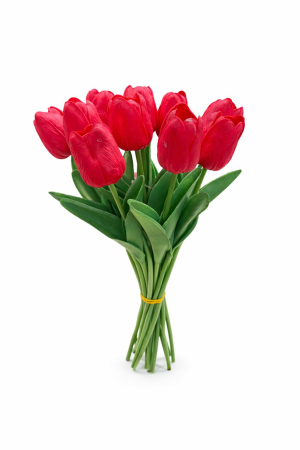 Idei de Cadouri - Set 10 lalele artificiale rosu intens soft touch, fir individual