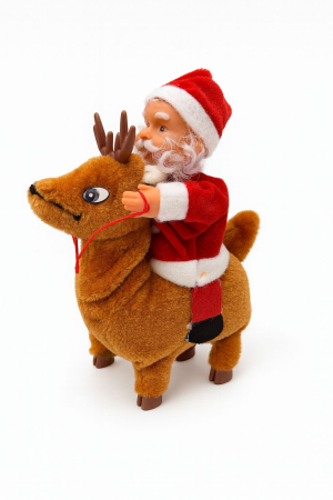 MOS CRACIUN INTERACTIV CALARE PE REN MERGATOR SI MUZICAL, 19.5x13cm [1]