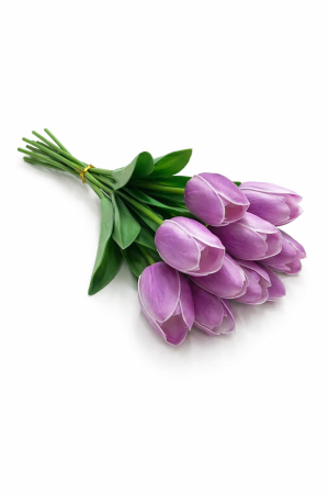 Set 10 lalele artificiale mov elegant soft touch fir individual 33cm [3]