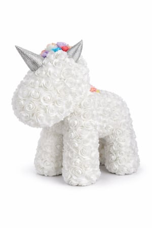 Aranjamente florale - Figurina decorativa din trandafiri din spuma alba, cadou floral premium