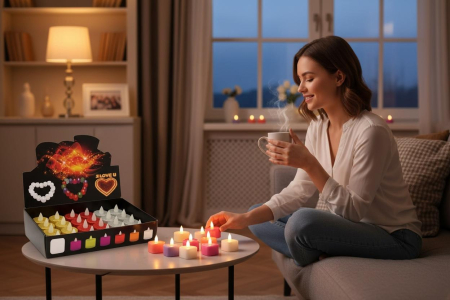 Lumanare decorativa LED tip pastila, glitter, lumina calda, 4cm, baterii incluse [3]