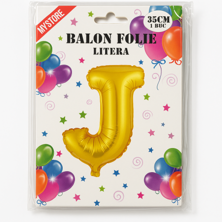 Balon folie litera J auriu, 35 cm, decor petreceri si aniversari, 1 buc [1]