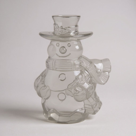 Articole pentru Casa Engros - Om de zapada decorativ transparent cu lumini LED – baterii incluse, 9.5x5cm