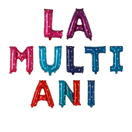 Articole pentru Casa Engros - Set baloane folie LA MULTI ANI 40cm, 10 litere – model colorat cu stelute