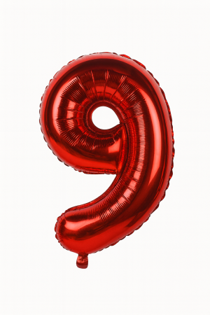 Accesorii pentru petrecere Engros - Balon folie cifra 9 rosu, 35 cm, pentru aniversari si petreceri, 1 buc