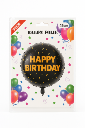 Articole pentru Casa Engros - Balon folie 45cm negru Happy Birthday – decor elegant pentru aniversari