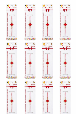 Set 12 bratari martisor cu simbol trifoi rosu, snur rosu alb, ambalate individual [4]