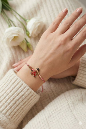 Set 12 bratari martisor cosar norocos, snur reglabil alb-rosu [2]