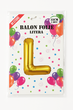 Balon folie litera L auriu, 35 cm, decor aniversar si petreceri, 1 buc [1]