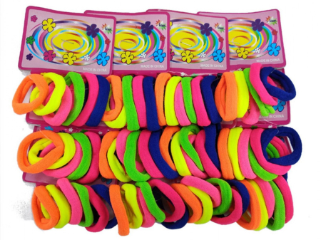 Accesorii pentru par Engros - Set 12 x benzi elastice par, 6 elastice pe card, culori neon, elastice groase