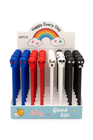 Pixuri Engros - Set 48 pixuri cu capete emoji furioase – modele cool pentru copii si colectii