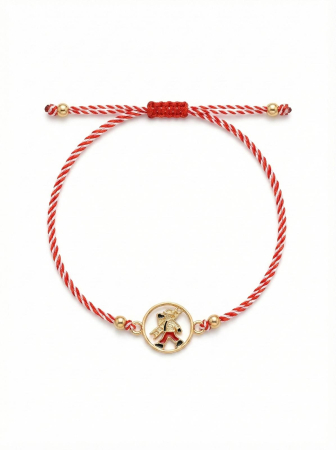 Set 12 Bratari Martisor cu Cosar Norocos cu Scara Auriu, Snur Rosu Reglabil, 20x11 cm [1]