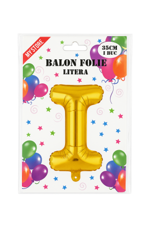 Balon folie litera I auriu 35 cm, decor aniversari si petreceri, 1 buc [1]