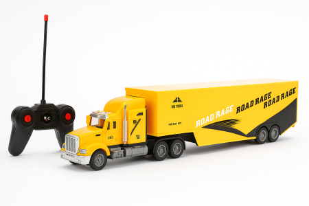 Jucarii cu radio control - Camion cu radiocomanda 70 cm, model Heavy Trucks, remorca mare, 2.4 GHz, culoare galben