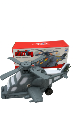 Jucarii interactive - Elicopter Militar Jucarie 25x11 cm cu Lumini si Sunete – Model de Atac, Rotori Functionali
